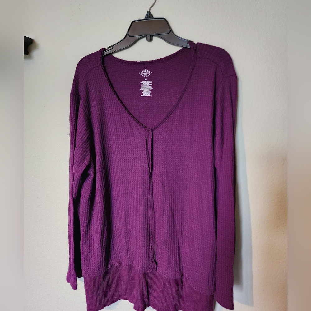 Womens St. Johns Bay Purple Long Sleeve Waffle Tunic Top